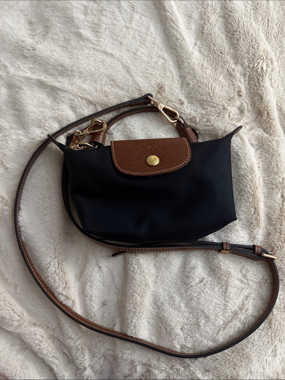 Longchamp Le Pliage Cosmetic Bag with Crossbody Strap